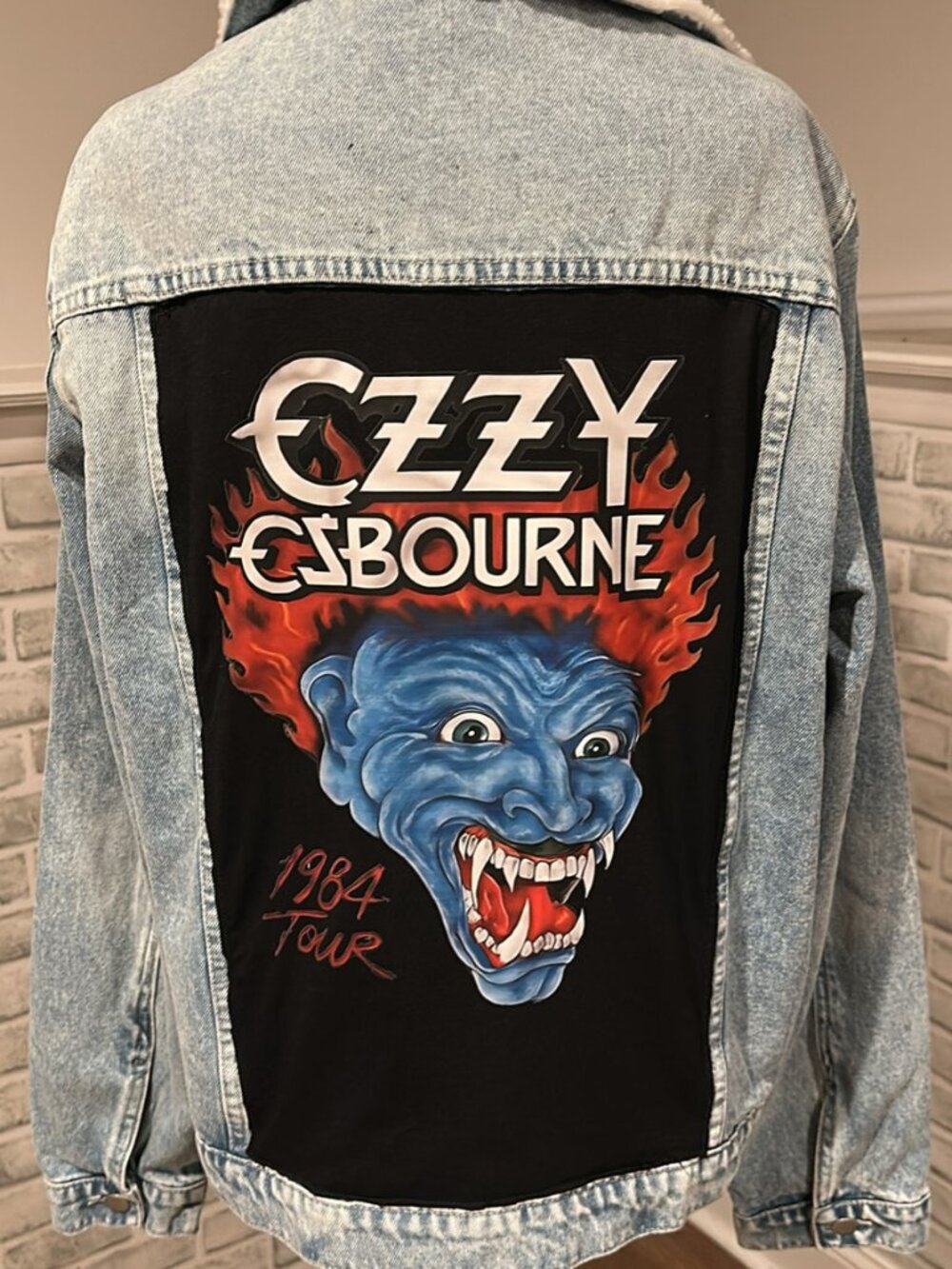 Ozzy Osbourne Denim Jean Jacket with Soft Fur Collar